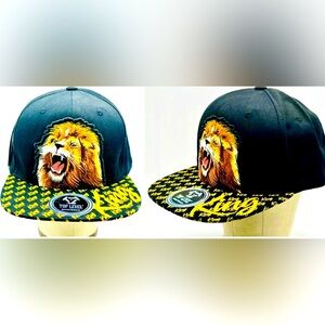 Top Level King Embroidered Lion Hip Hop Snapback Adjustable Flat Bill Cap~NWT